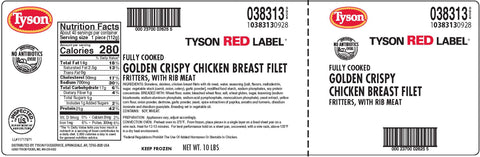 Tyson Red Label Premium Golden Crispy Breaded Chicken Breast Fillet, 5 Pound -- 2 per case