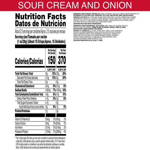 Pringles® CHIP POTATO SOUR CREAM & ONION GRAB & GO