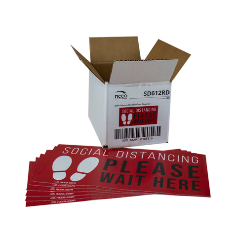 National Checking DECAL SAFE DISTANCE GRAPHIC RED 6X12