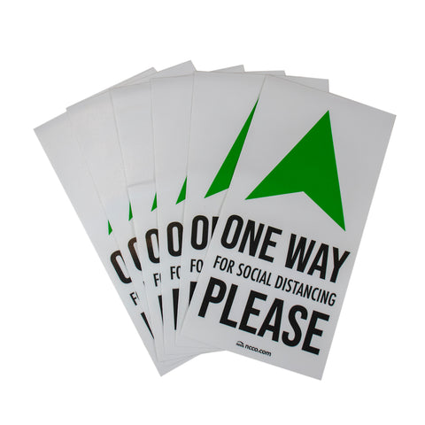 National Checking SIGN WHITE ARROW SAFE DISTANCE 6X12