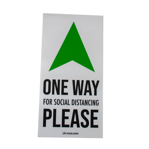 National Checking SIGN WHITE ARROW SAFE DISTANCE 6X12