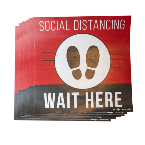 National Checking DECAL FLOOR SQUARE SOCIAL DISTANCING RED 12X12