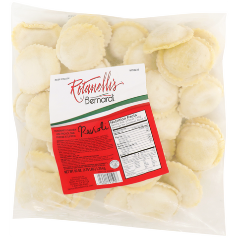 Windsor Rotanelli by Bernardi Rosemary Chicken with Provolone Jumbo Round Ravioli, 3.75 Pound -- 2 per case.