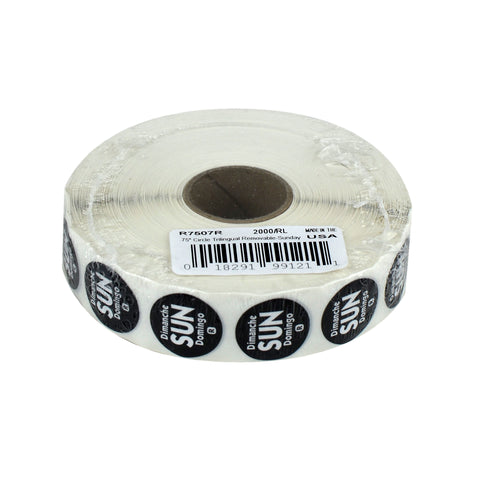 National Checking Company Dateit Black Trilingual Removable Label - Sunday, 0.75 inch Circle -- 2000 per case.