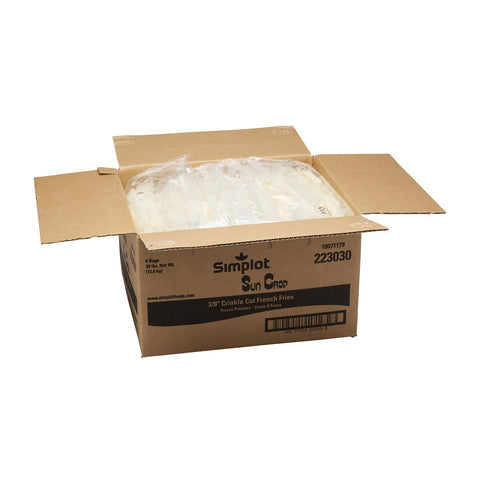 Simplot Sun Crop Extra Large Fancy Crinkle Cut Potato French Fry, 5 Pound -- 6 per case.