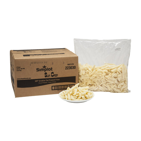 Simplot Sun Crop Extra Large Fancy Crinkle Cut Potato French Fry, 5 Pound -- 6 per case.