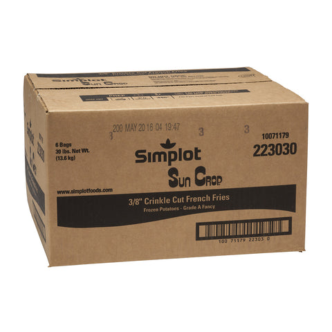 Simplot Sun Crop Extra Large Fancy Crinkle Cut Potato French Fry, 5 Pound -- 6 per case.