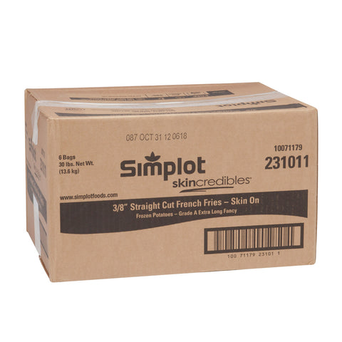 Simplot Skincredibles Cone 3/8 inch Straight Cut French Fry, 5 Pound -- 6 per case.