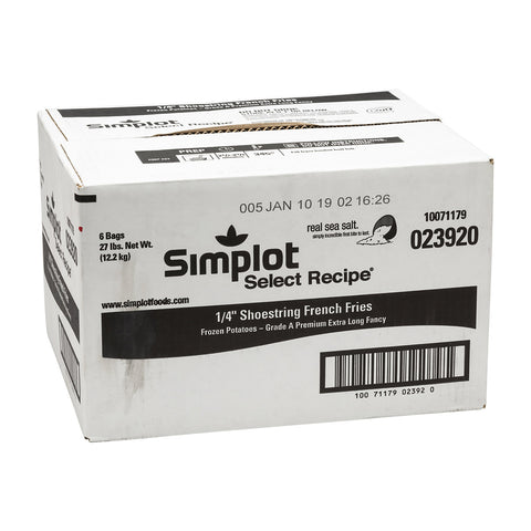 Select Recipe 1/4 inch Straight Cut French Fries, 4.5 Pound -- 6 per case.