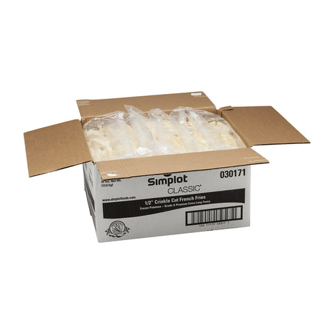 Simplot Classic 1/2 Inch Crinkle Cut Potato Fries, 5 Pound -- 6 per case.