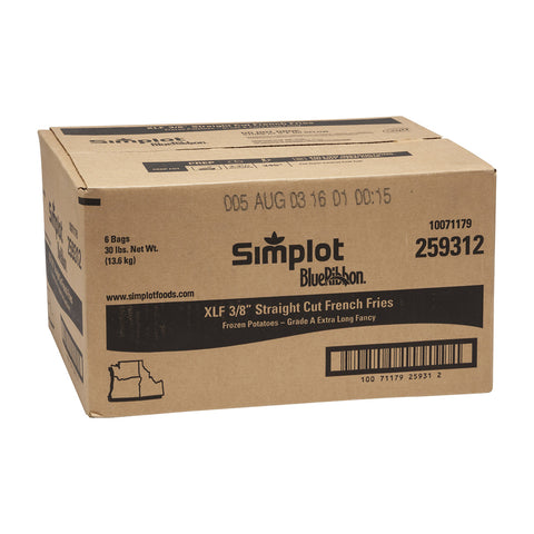Simplot Extra Long Fancy Regular Straight Cut Potato French Fry, 5 Pound -- 6 per case.