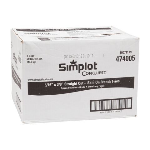 Simplot Conquest ClearlyCrisp Skin On Straight Cut Potato French Fry, 5 Pound -- 6 per case.