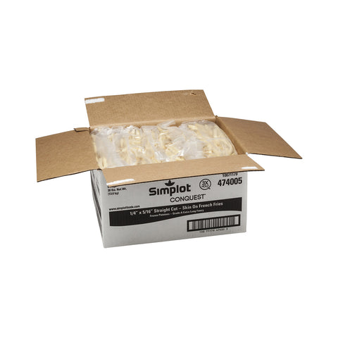 Simplot Conquest ClearlyCrisp Skin On Straight Cut Potato French Fry, 5 Pound -- 6 per case.