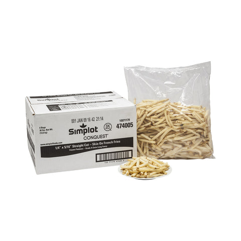 Simplot Conquest ClearlyCrisp Skin On Straight Cut Potato French Fry, 5 Pound -- 6 per case.