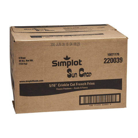 Sun Crop 5/16 inch Crinkle Cut Fries, 5 Pound -- 6 per case.
