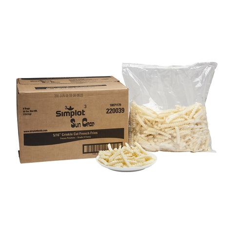 Sun Crop 5/16 inch Crinkle Cut Fries, 5 Pound -- 6 per case.