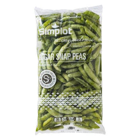 Simplot Sugar Snap Peas - 32 oz. package, 12 packages per case