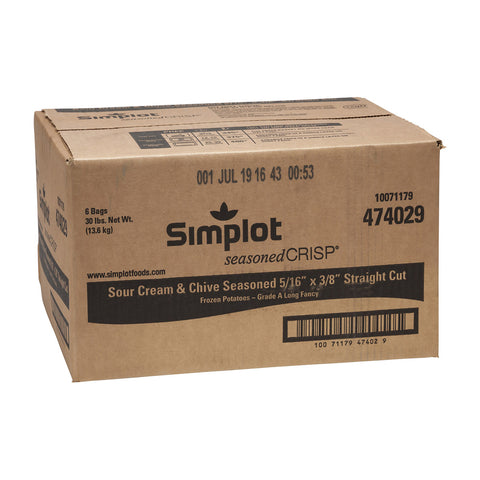 Simplot Seasonedcrisp Sour Cream and Chive Straight Cut French Fry, 5 Pound -- 6 per case.