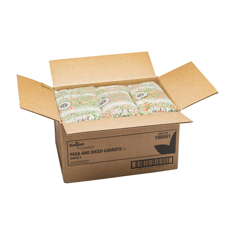 Simplot Peas & Diced Carrots - 40 oz. package, 12 packages per case