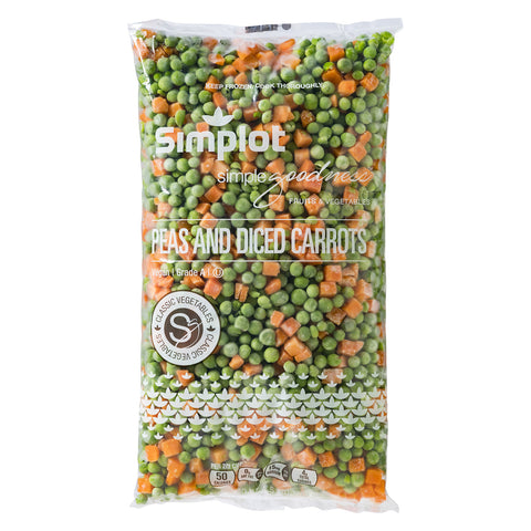 Simplot Peas & Diced Carrots - 40 oz. package, 12 packages per case