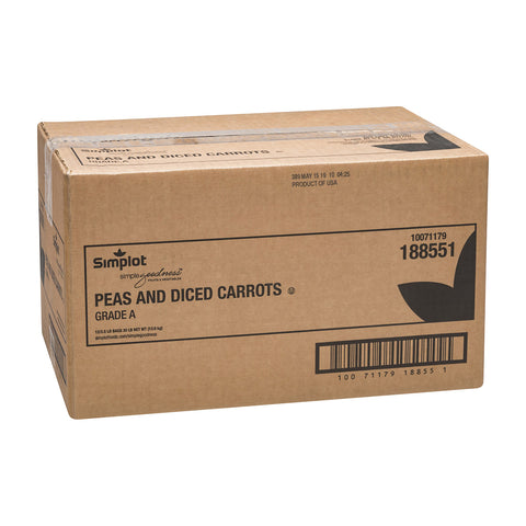 Simplot Peas & Diced Carrots - 40 oz. package, 12 packages per case