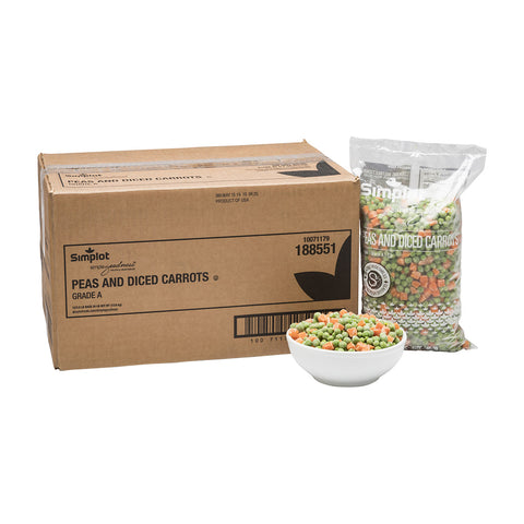 Simplot Peas & Diced Carrots - 40 oz. package, 12 packages per case