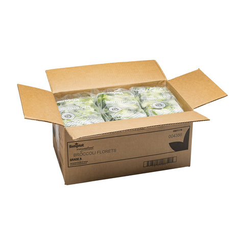 Simplot Broccoli Florets - 2 lb. poly wrap packages, 12 packages per case.