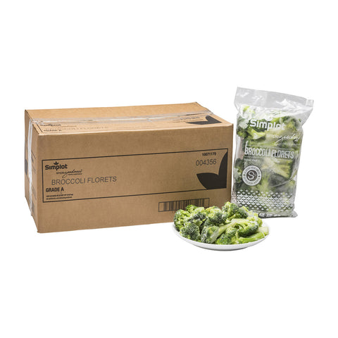 Simplot Broccoli Florets - 2 lb. poly wrap packages, 12 packages per case.