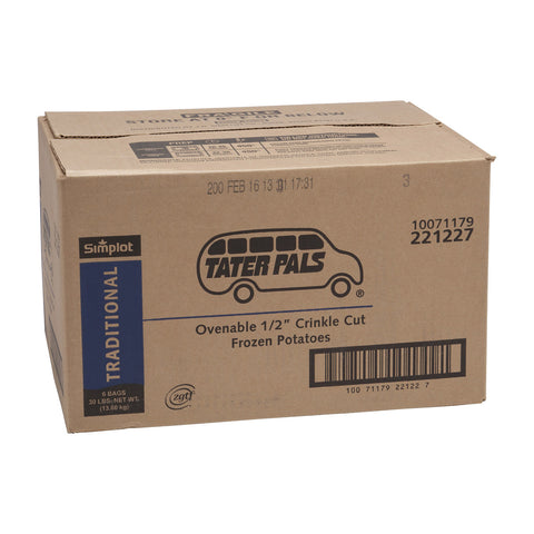 Simplot Traditional Tater Pals 1/2 inch Crinkle Cut Ovenable French Fry, 5 Pound -- 6 per case.