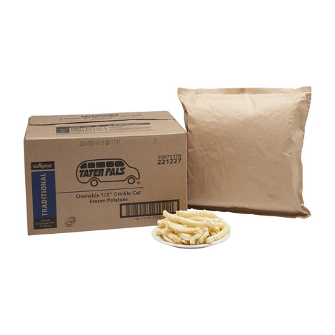 Simplot Traditional Tater Pals 1/2 inch Crinkle Cut Ovenable French Fry, 5 Pound -- 6 per case.