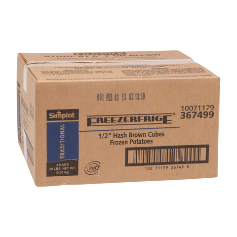 Simplot Freezerfrige 1/2 inch Cube Hash Brown Potato, 5 Pound -- 4 per case.