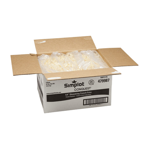 Simplot Conquest ClearlyCrisp Shoestring Potato French Fry, 4.5 Pound -- 6 per case.