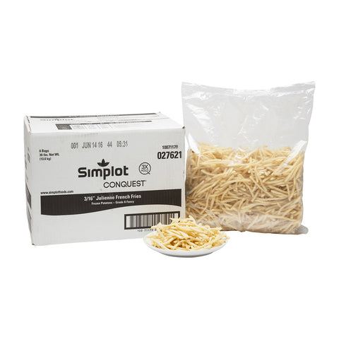 Simplot Conquest Julienne Clear Coat Potato Fries, 5 Pound -- 6 per case.