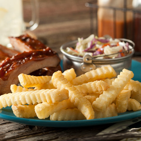 Select Recipe Crinkle Cut Potato Fries, 1/2 inch -- 6 per case.