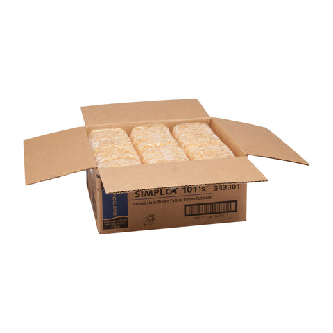 Simplot Hash Brown Patty, 2.25 Ounce - 10 per pack -- 12 packs per case.