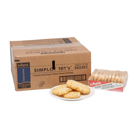 Simplot Hash Brown Patty, 2.25 Ounce - 10 per pack -- 12 packs per case.