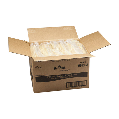 Infinity 5/16 x 3/8 inch Straight Cut Fries, 5 Pound -- 6 per case.