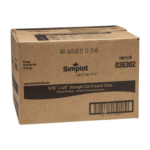 Infinity 5/16 x 3/8 inch Straight Cut Fries, 5 Pound -- 6 per case.
