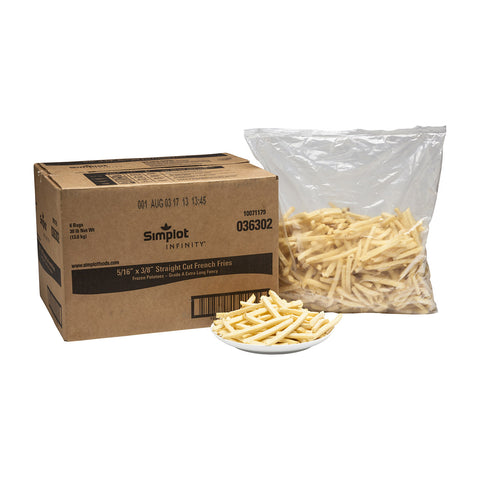 Infinity 5/16 x 3/8 inch Straight Cut Fries, 5 Pound -- 6 per case.