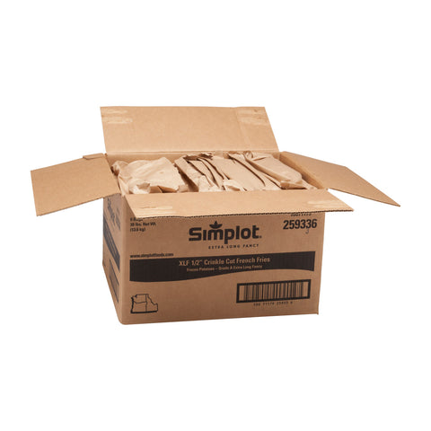Simplot Blue Ribbon Crinkle Cut with Shield Fancy Potato Fries, 5 Pound -- 6 per case.