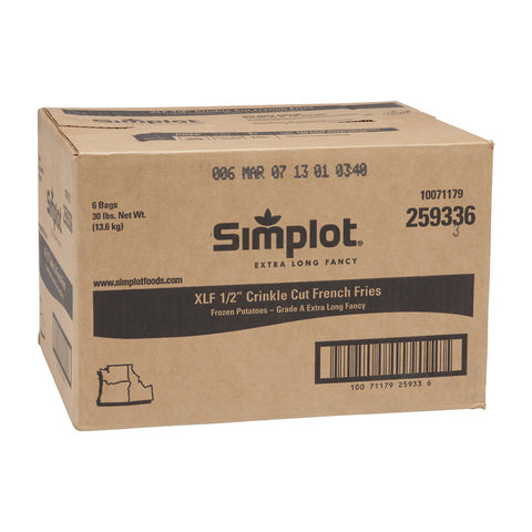 Simplot Blue Ribbon Crinkle Cut with Shield Fancy Potato Fries, 5 Pound -- 6 per case.