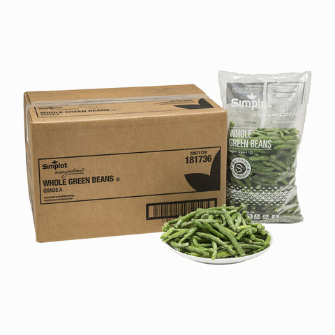 Simplot Whole Green Bean - 32 oz. packager, 12 packages per case