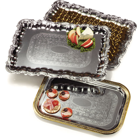 Carlisle TRAY SERVING CELEBRATION™ RECTANGULAR W/ GOLD BORDER 18.25 X 12-3/8