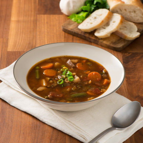 Campbells Frozen Condensed Vegetable Beef Barley Soup - 4 lb. tray, 3 per case