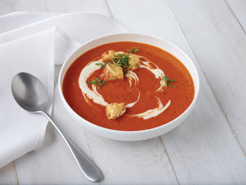 Stockpot Frozen RTS Roasted Red Bell Pepper and Smoked Gouda Bisque - 4 lb. pouch, 4 per case