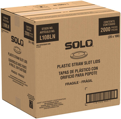 Solo® LID FLAT W/ STRAW SLOT & IDENTIFICATION BUTTONS