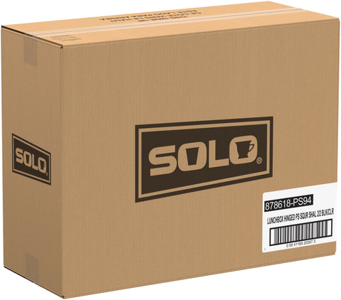 Creative Carryouts® CONTAINER BOXLINE™ BLACK BASE/CLEAR LID HINGED 2-COMPARTMENT 7.9X7.9X1.8
