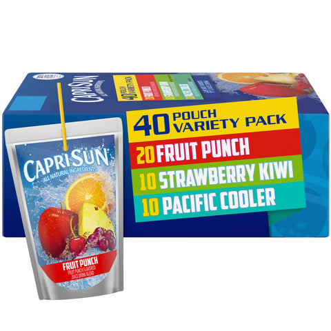 Caprisun Soft Drink Ready To Drink Variety Pack, 1 pouch -- 40 pouch per case.