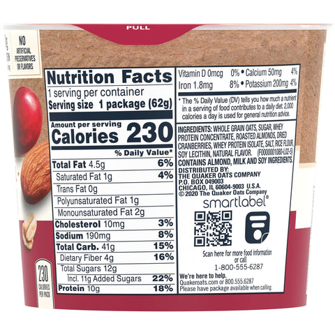 Quaker® OATMEAL CRANBERRY ALMOND PROTEIN