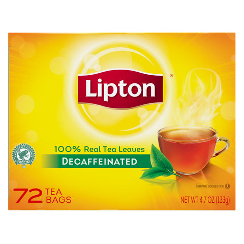 Lipton Decaffeinated Black Enveloped Hot Tea Bags, 72 count -- 6 per case